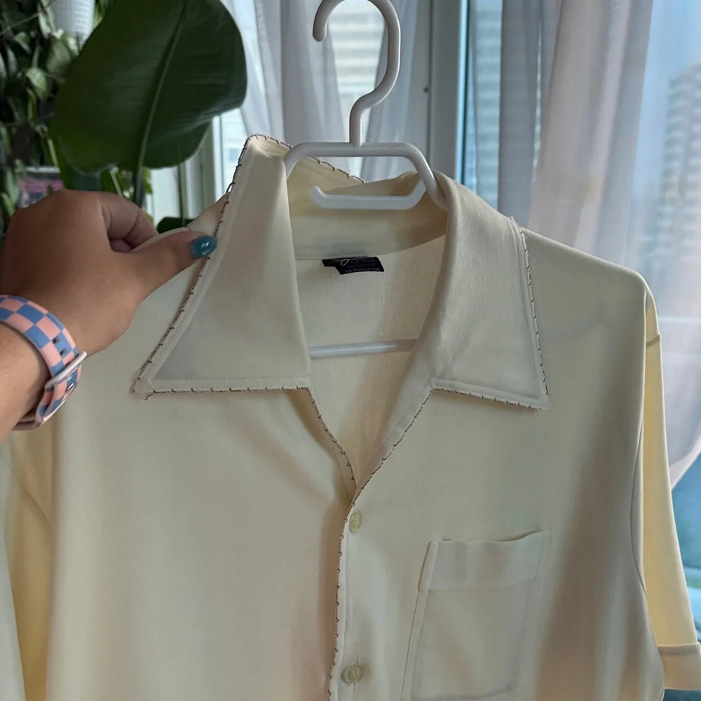 Men's Vintage Cream Button-Down Shirt - Picture 6 of 10